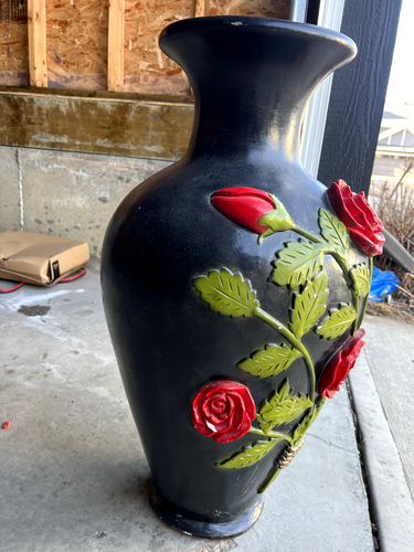 Vintage Ceramic Vase Red Rose 29 inch Tall - photo 3