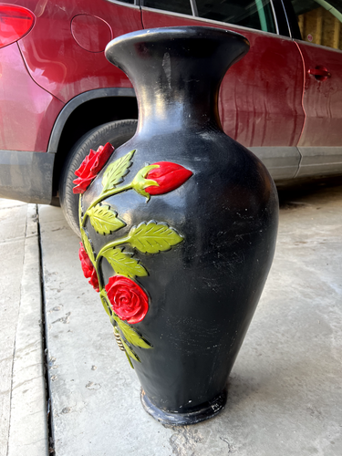 Vintage Ceramic Vase Red Rose 29 inch Tall - photo 4