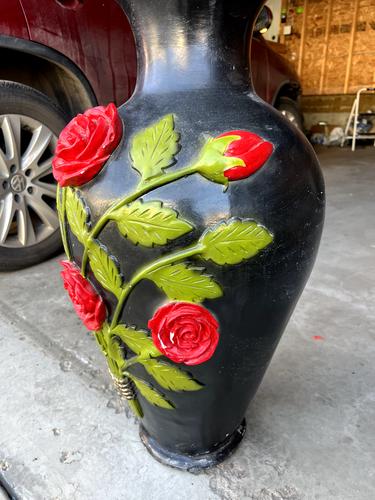 Vintage Ceramic Vase Red Rose 29 inch Tall - photo 5