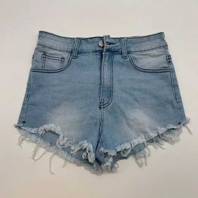 SHEIN Denim Shorts - US 6, Light Wash, Frayed Hem thumbnail