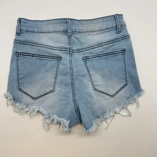 SHEIN Denim Shorts - US 6, Light Wash, Frayed Hem image indicator(2)
