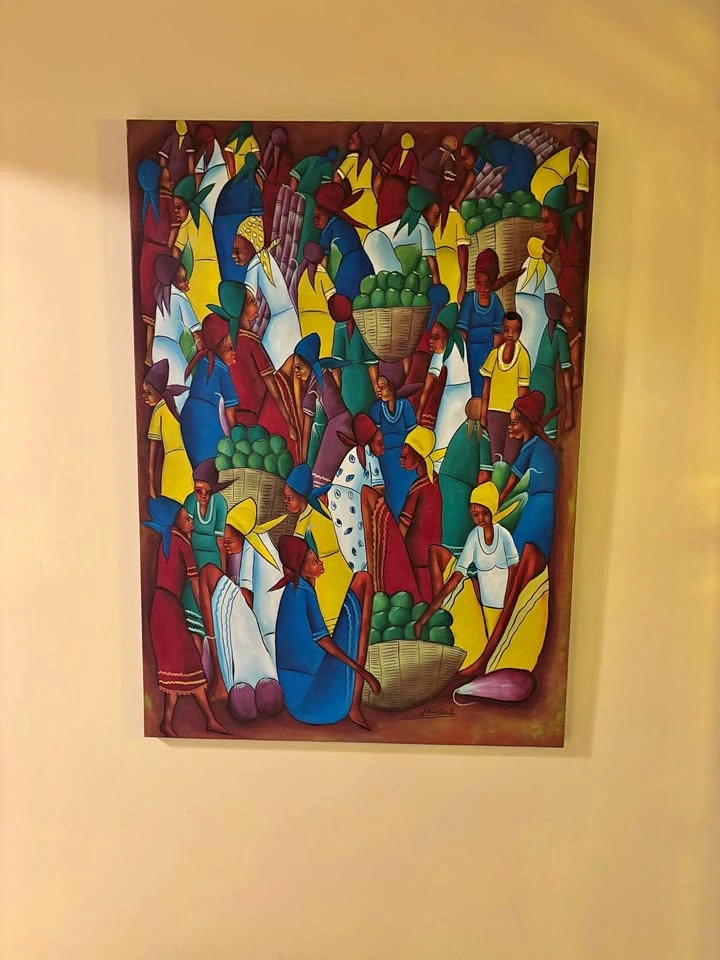 Large Colourful Market Scene Canvas Wall Art