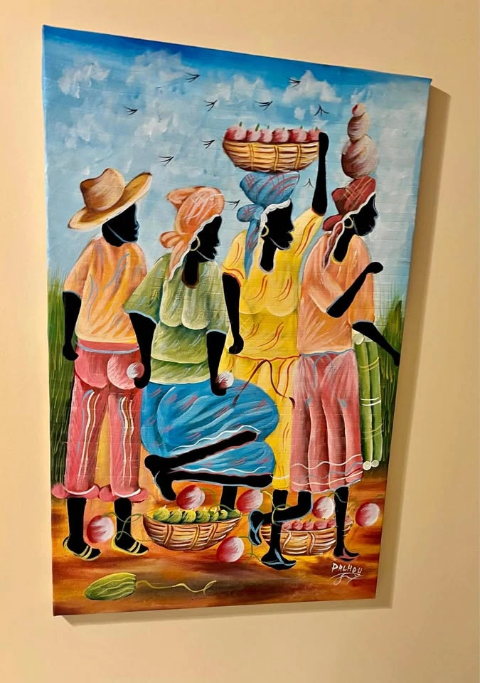 Large Colourful Haitian Style Canvas Wall Art