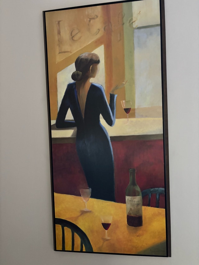 Contemporary Framed Wall Art – Wine Bistro Scene