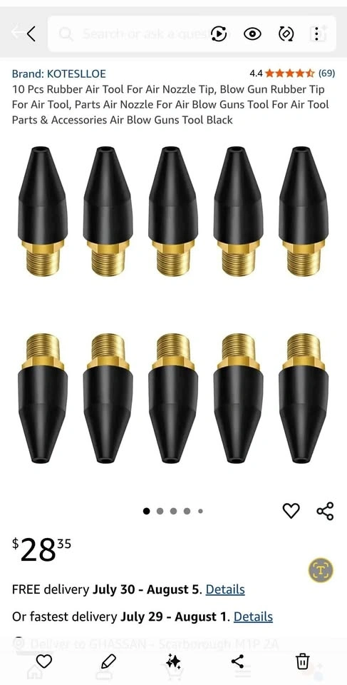 10 Pcs Rubber Air Tool Nozzle Tips for Blow Guns
