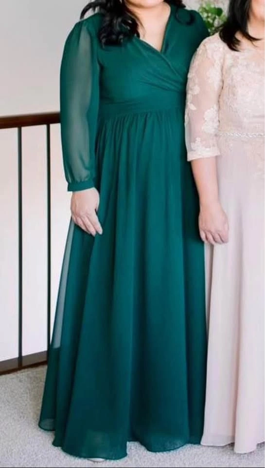 WOMENS FORMAL GOWN, LONG-SLEEVE BRIDESMAID DRESS (DARK EVERGREEN - photo 5