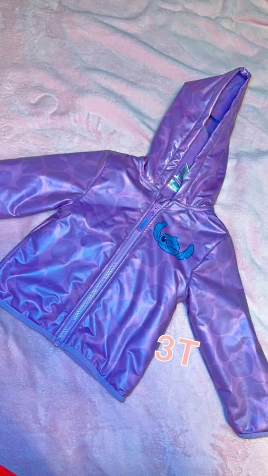 Disney Stitch Purple Rain Jacket Size 3T