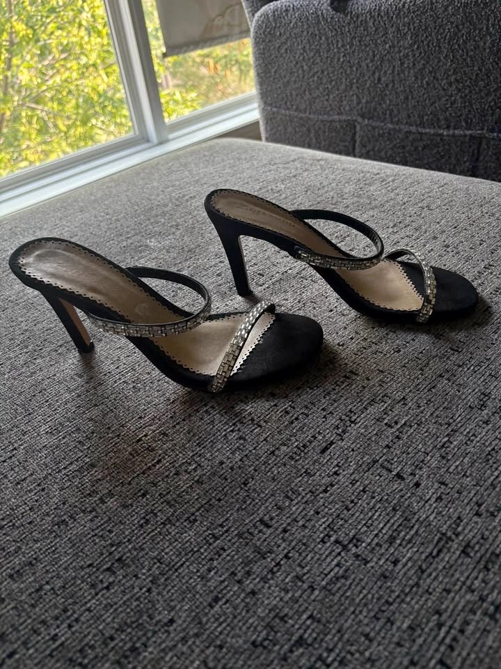 Black Suede Bedazzled Heels