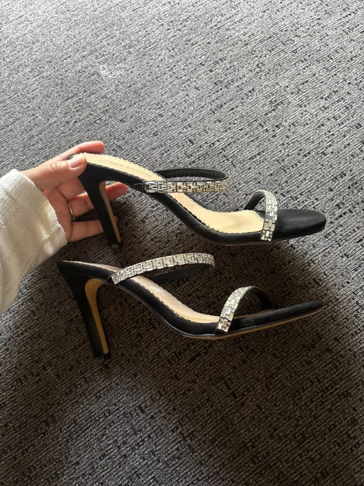 Black Suede Bedazzled Heels - photo 2