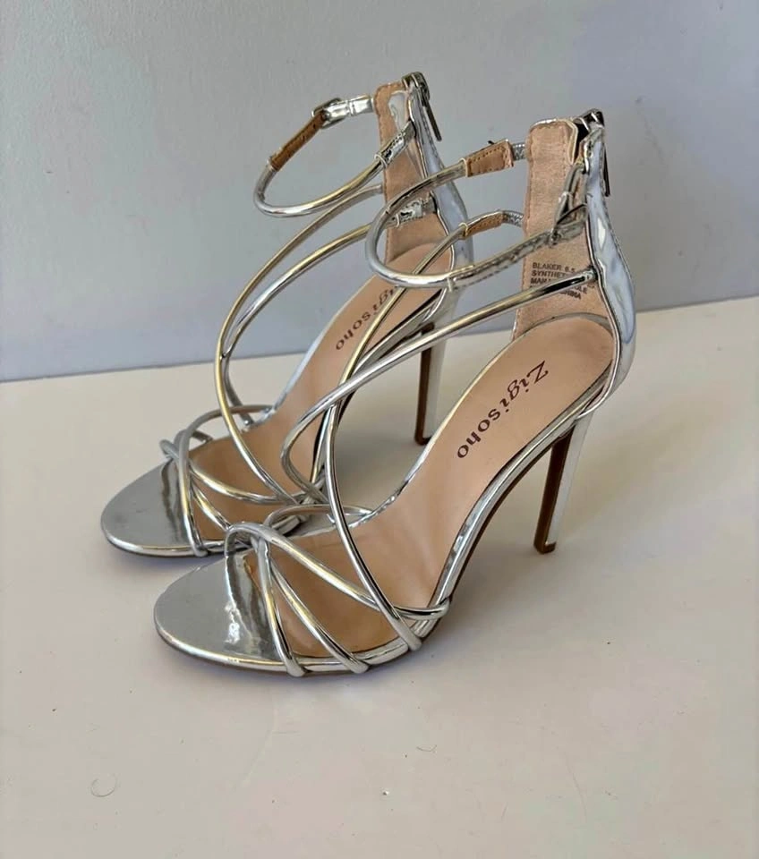 Silver/Metallic Strappy Heels