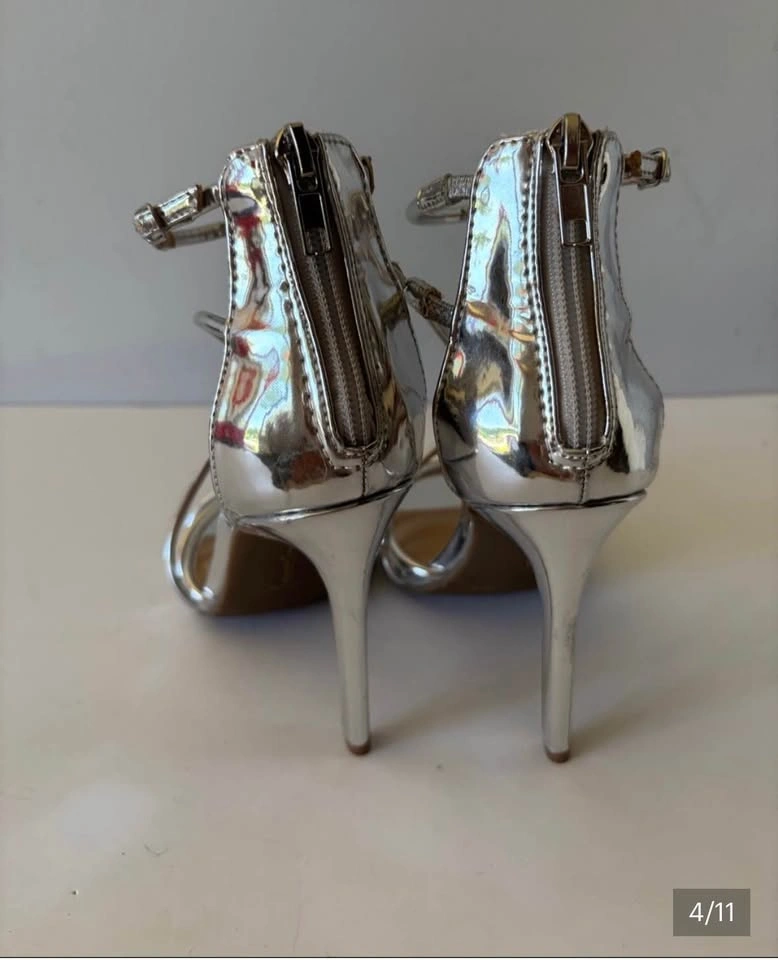 Silver/Metallic Strappy Heels - photo 3