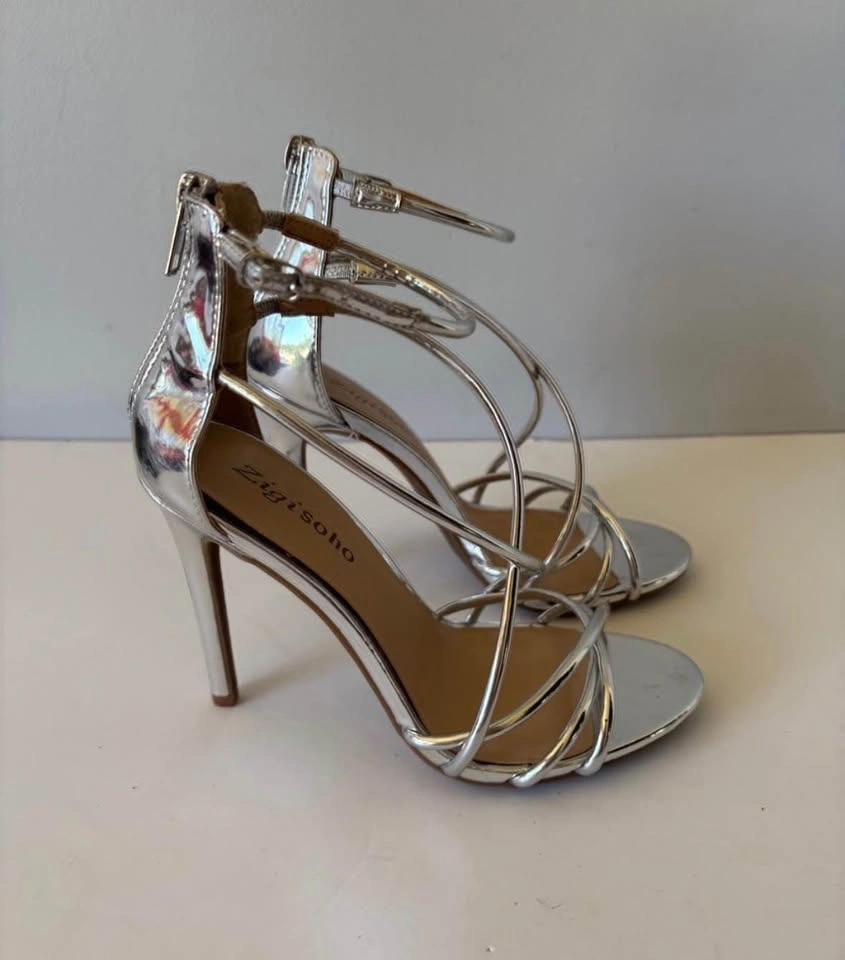 Silver/Metallic Strappy Heels - photo 5