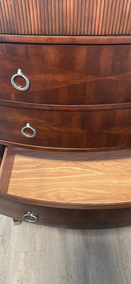 Bow-Front Dark Wood Tall Chest of Drawers - photo 3