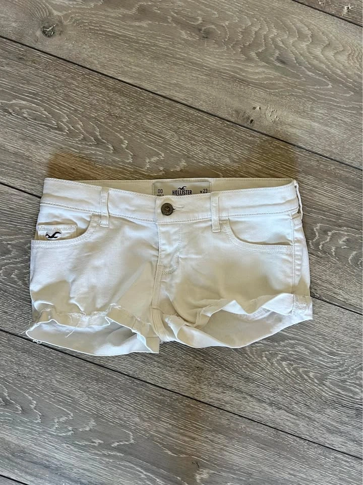 Hollister white denim shorts