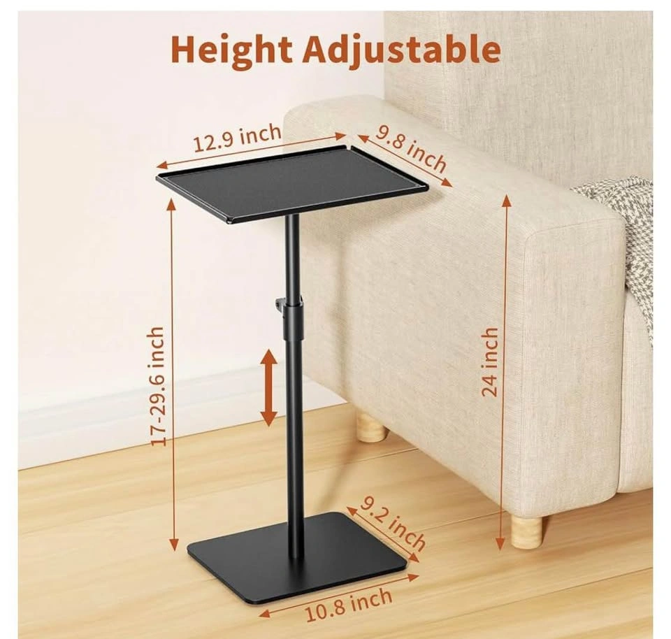 Brand New Adjustable Height Black Metal Side Table - photo 5