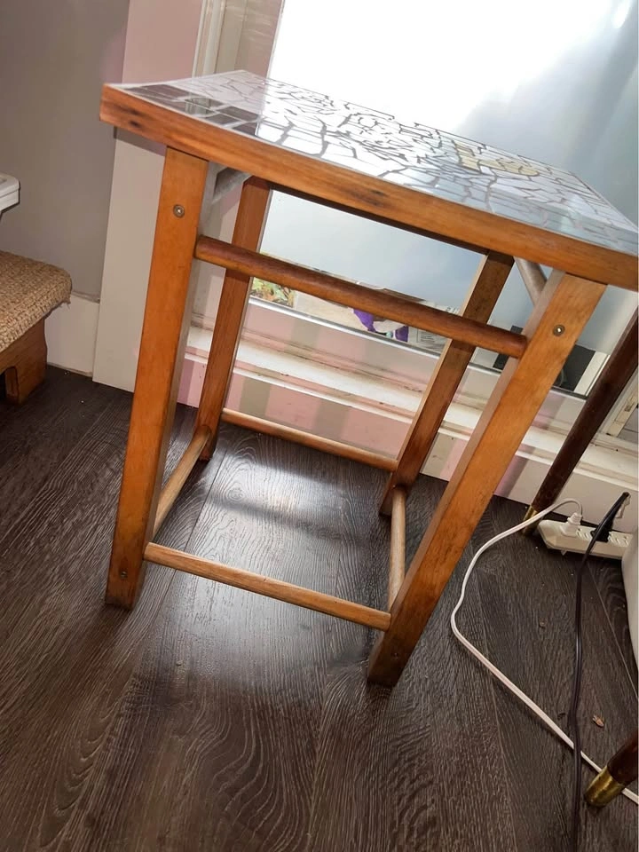 Mid-Mod Mosaic Accent Table + Discontinued IKEA NESNA Stand - photo 4