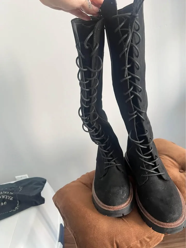 ASOS Knee High Biker Boots Y2K image indicator(6)