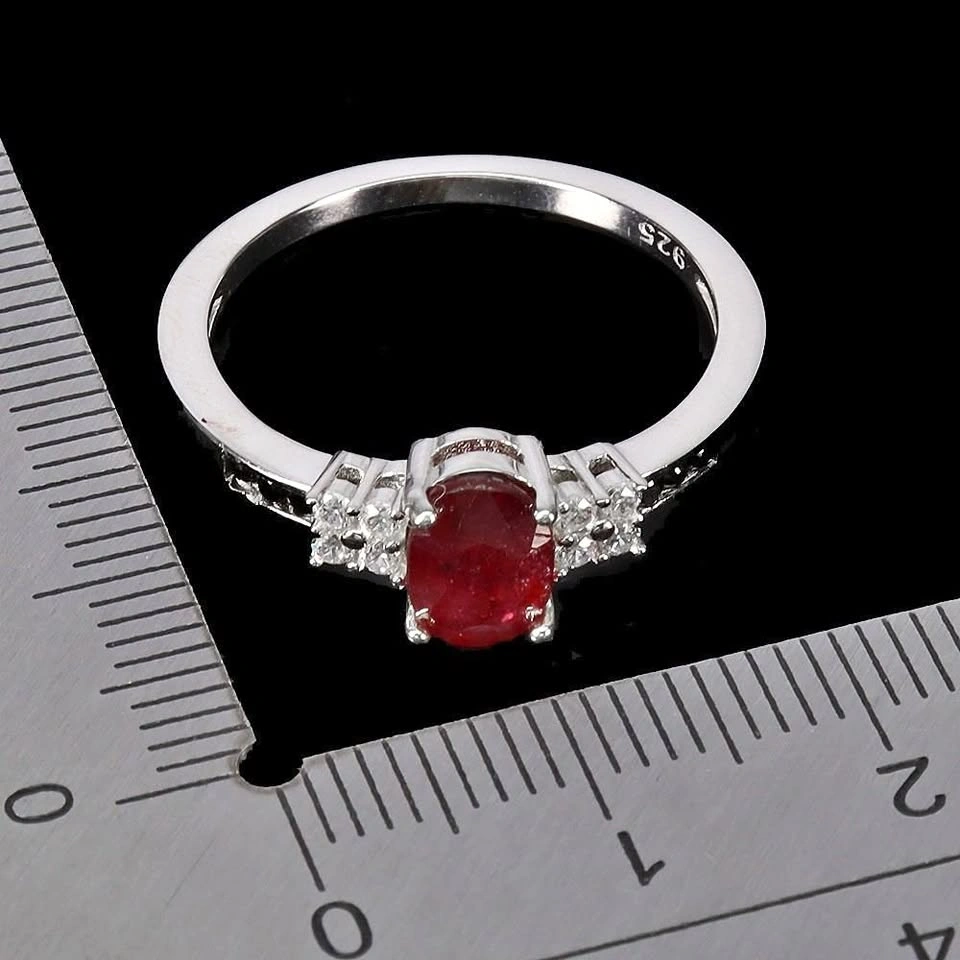 Ruby Ring 14K 925 Sterling Silver – Size 7 - $125