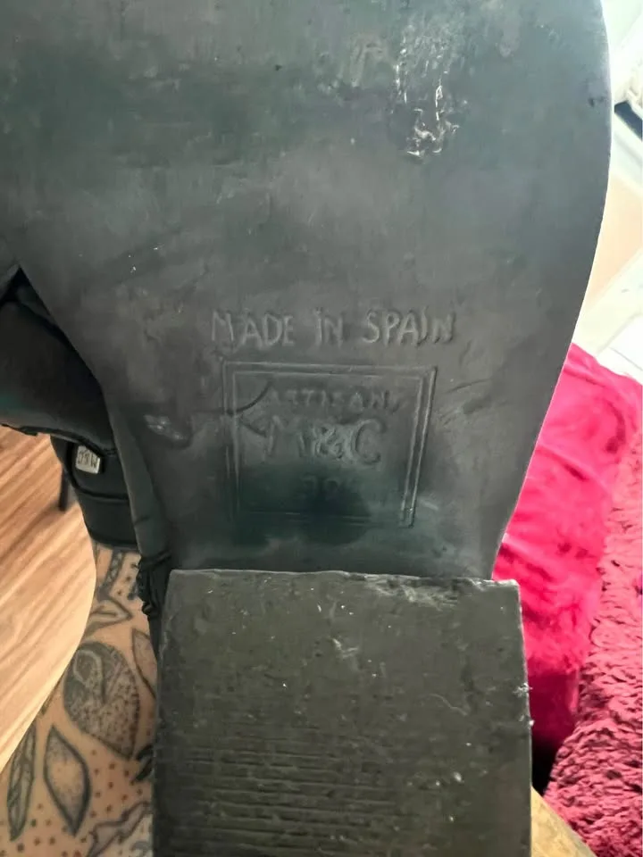 Vintage leather cowboy boots western biker Musse & Cloud size 8W image indicator(7)