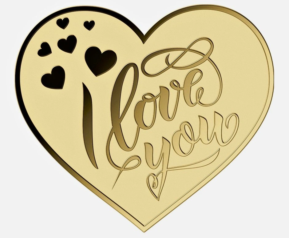 I Love you (Heart Shaped) 1/1000th Oz Gold in Capsule with Box a
