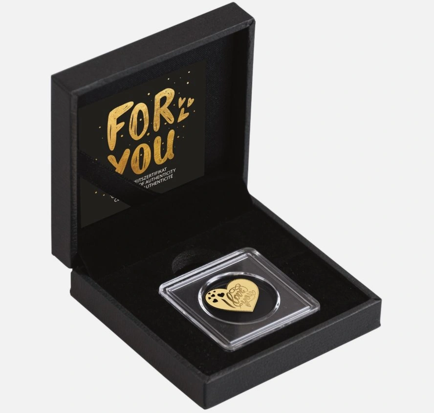 I Love you (Heart Shaped) 1/1000th Oz Gold in Capsule with Box a - photo 2