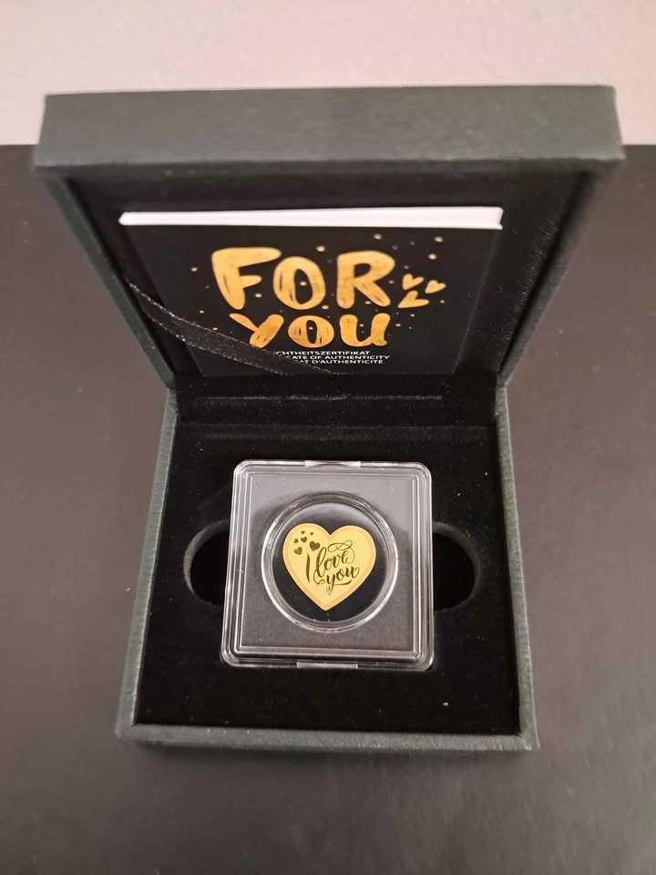 I Love you (Heart Shaped) 1/1000th Oz Gold in Capsule with Box a - photo 5