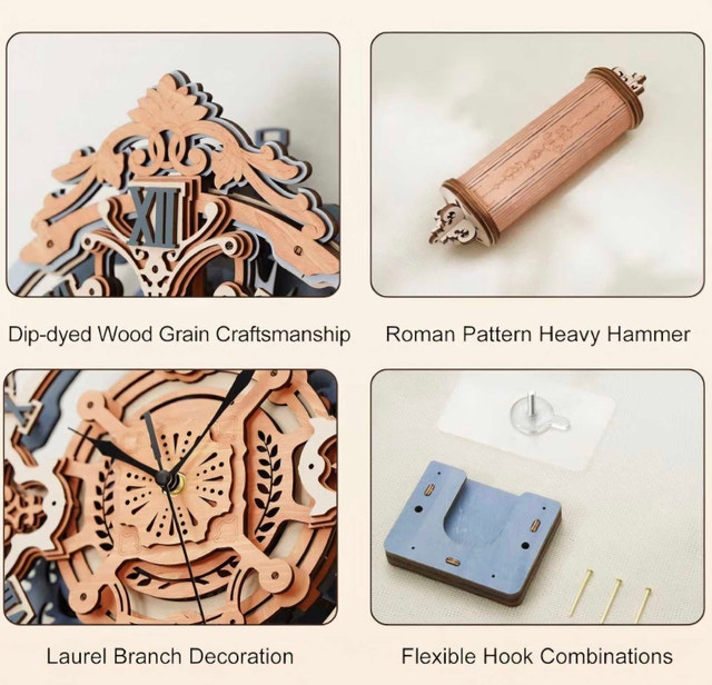 ROKR Romantic Notes Wall Clock Wooden Puzzle - photo 4