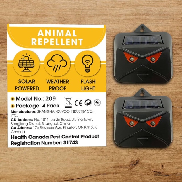 4 Packs Solar Powered Nocturnal Animals Repeller