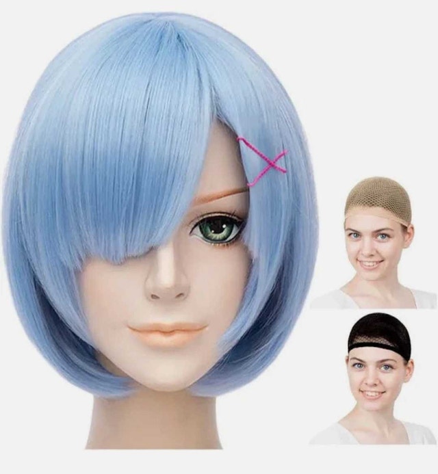 Professional Synthetic Fibre Wig, Light Blue