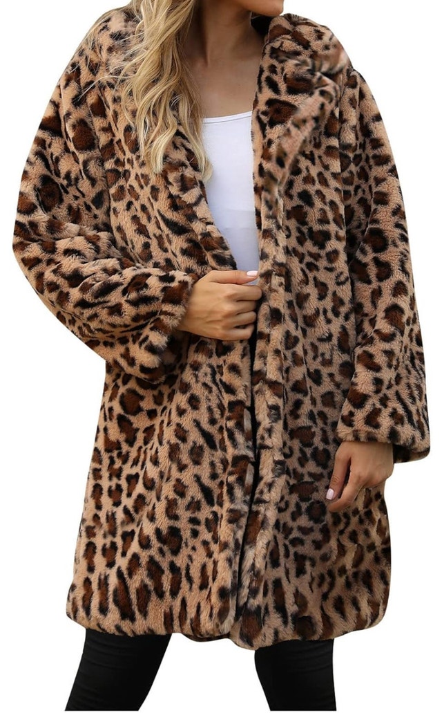 Leopard Print Fleece Coat-Size XL