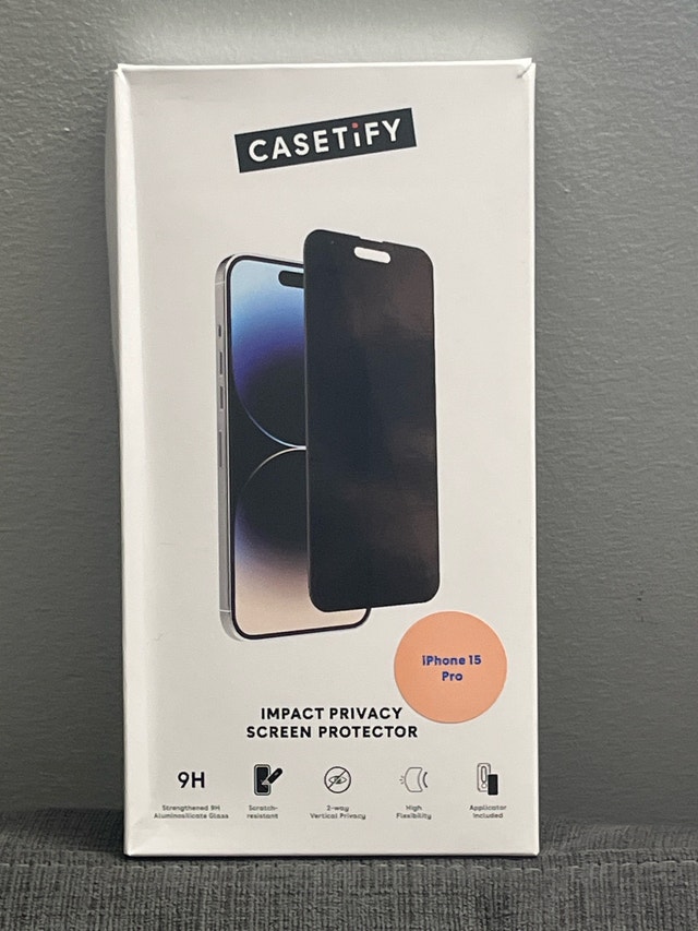 Casetify iPhone 15 Pro Impact Privacy Screen Protector