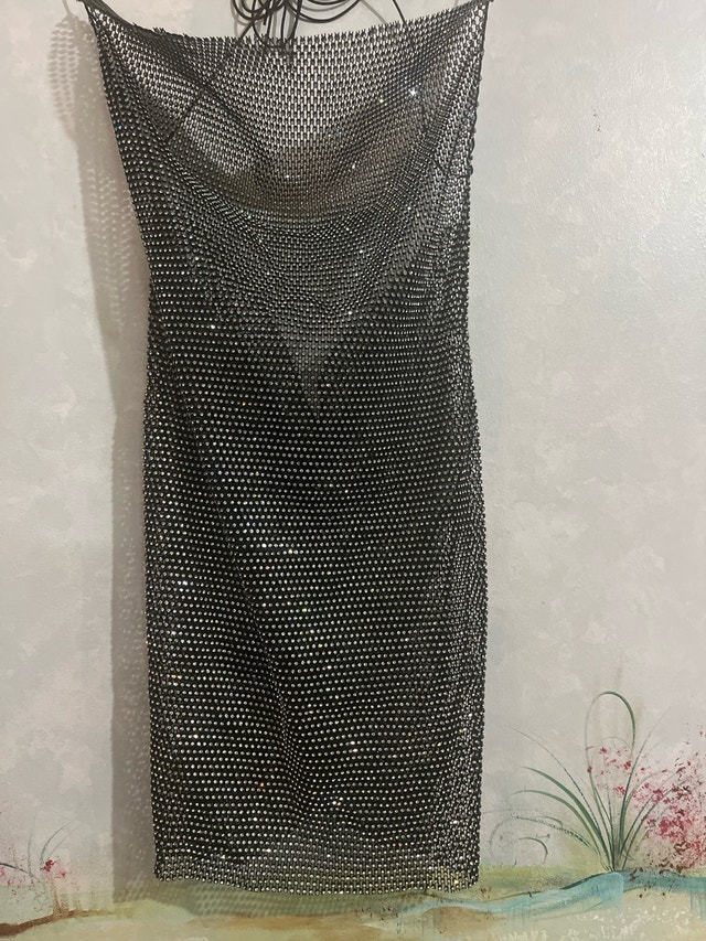 Rhinestone Halter Dress-Size S
