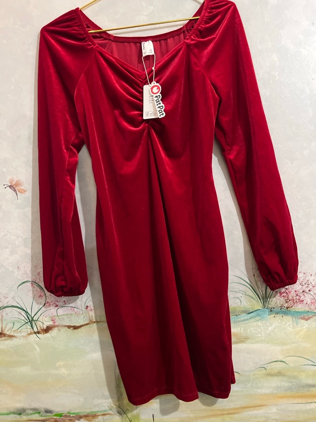 PatPat Red Velvet Dress-Size S