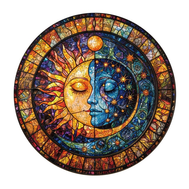 Sun and Moon Harmony Wooden Puzzle: Size XL