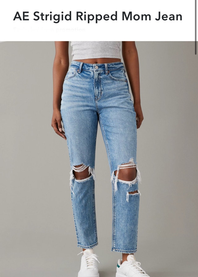 AE Strigid Ripped Mom Jeans Size 12