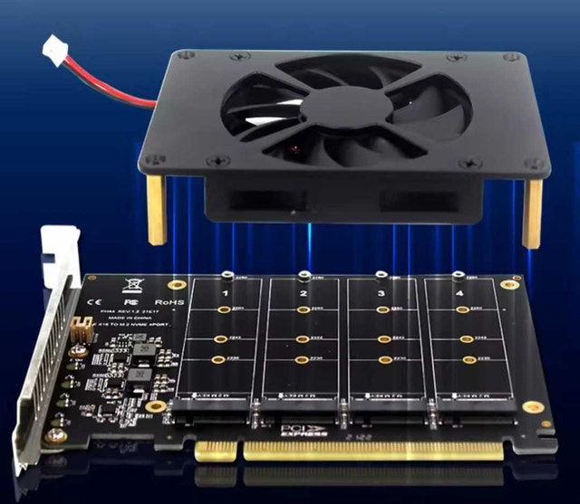PH44F PCIe 4.0 X16 to 4-Port M.2 NVMe SSD Adapter Card - photo 2