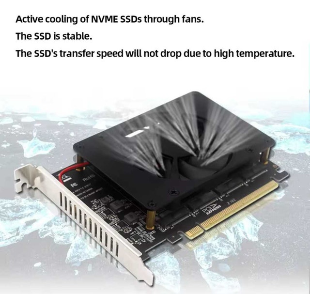 PH44F PCIe 4.0 X16 to 4-Port M.2 NVMe SSD Adapter Card - photo 3