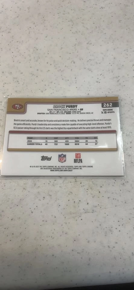 Brock Purdy 49ers Chrome Football Card - photo 2