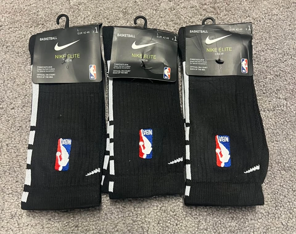 Nike Elite Crew NBA Basketball Socks - 3 Pairs 8-12
