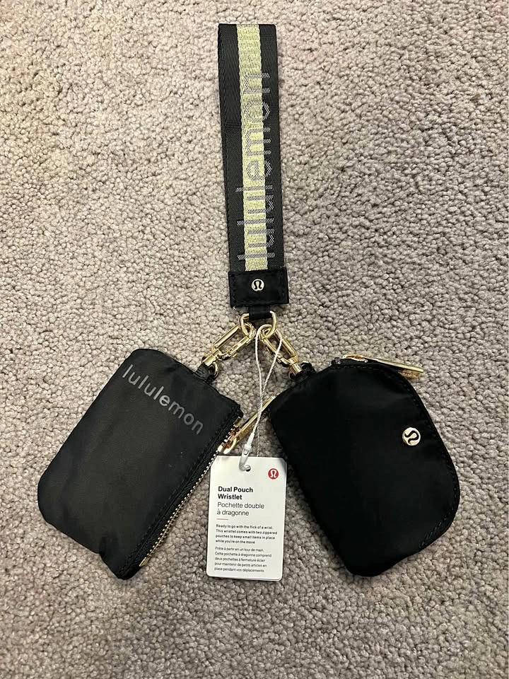 New Lulu Dual Pouch Wristlet Wallet Card Holder Coin Purse