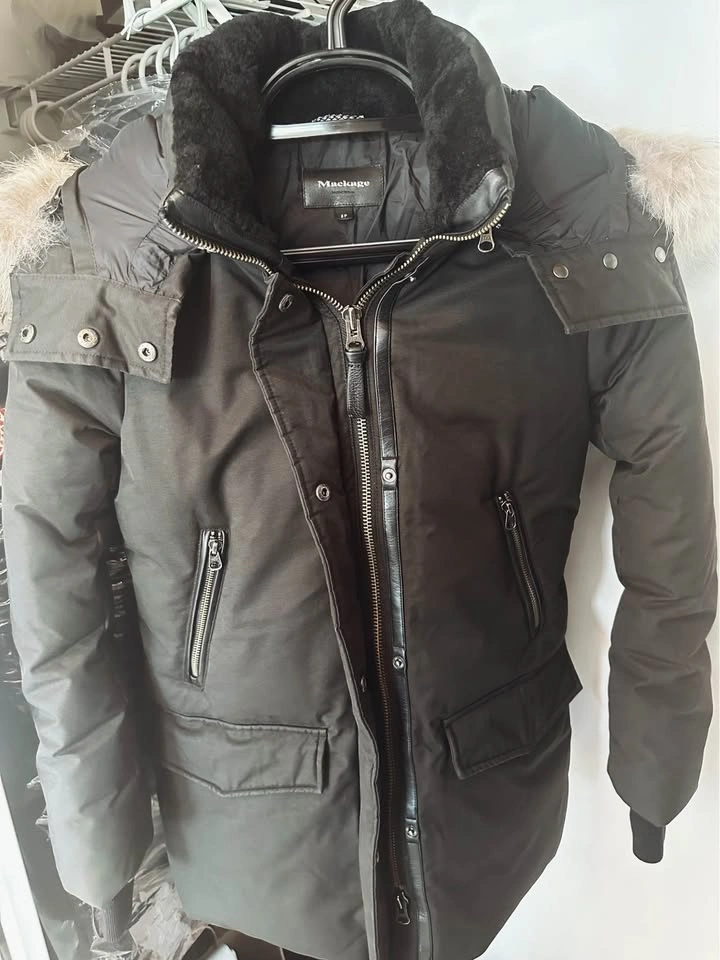 Authentic Mackage Black Down Parka – Size 36 – Professionally Dr - photo 2