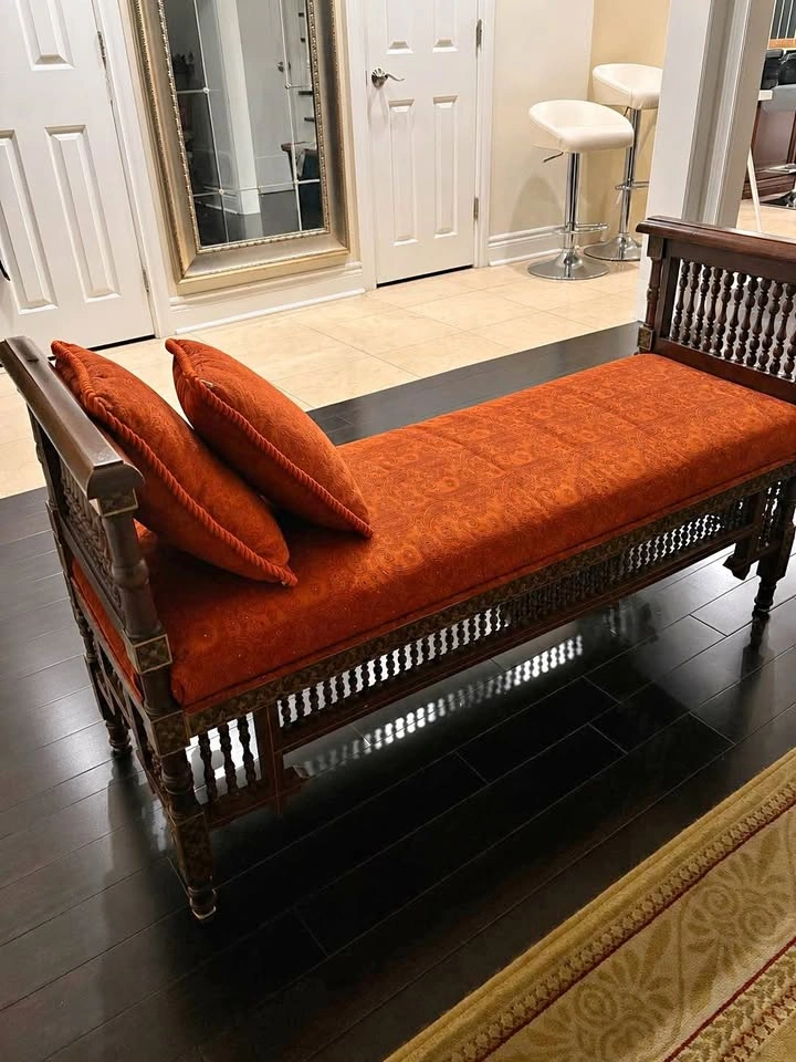 Vintage Hand-Carved Wood Living Room Set – 5 Pieces