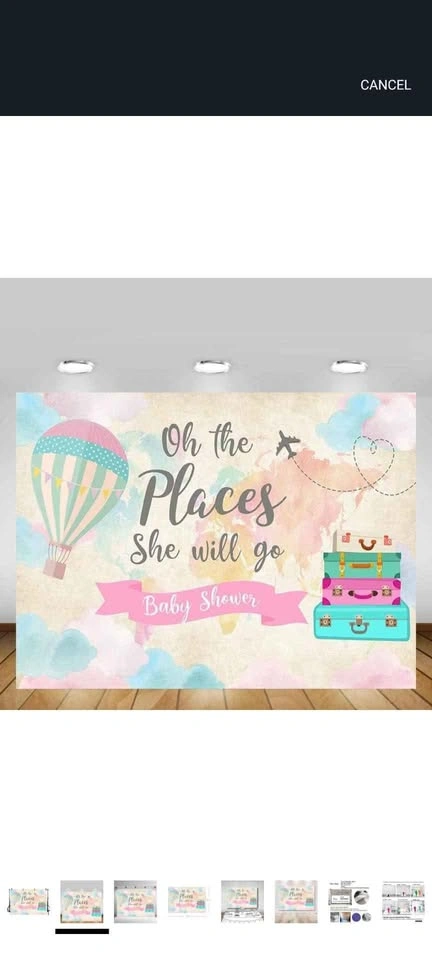 Baby Shower Backdrop - (All the places she will go) - photo 2