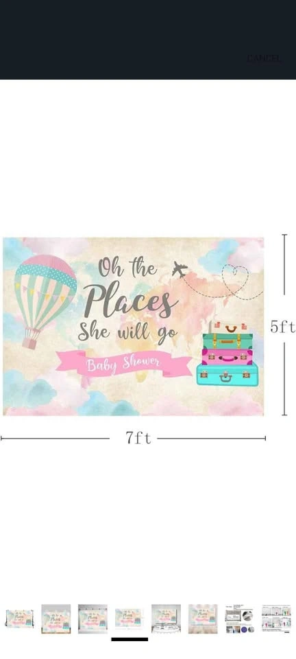 Baby Shower Backdrop - (All the places she will go) - photo 3