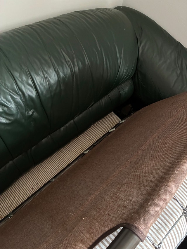 Green Leather Pullout Couch - photo 2