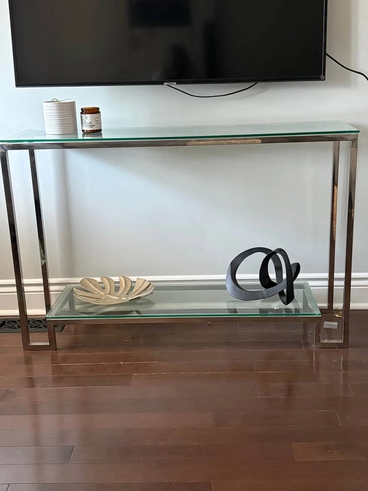 Modern Chrome and Glass Console Table - photo 2