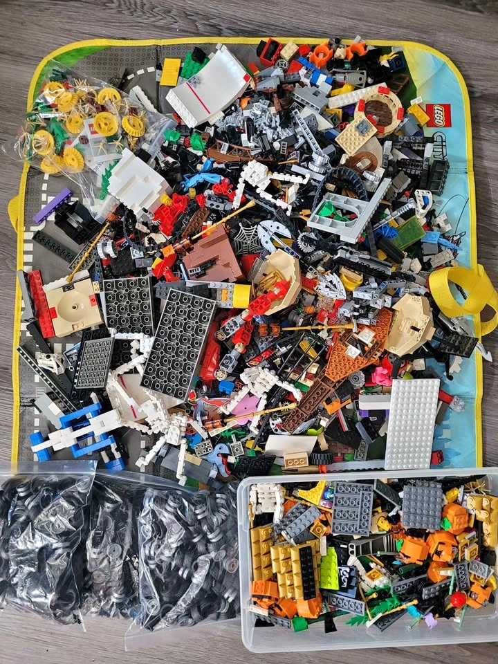 Lego lot with lego bin/playmat