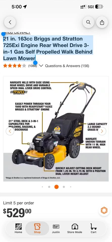 21in 163cc Briggs & Stratton 725Exi Self Propelled Mower - photo 5