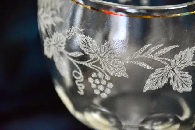 Vintage Bartlett Collins 806 Thumbprint Grapevine Goblet - 3 - photo 2