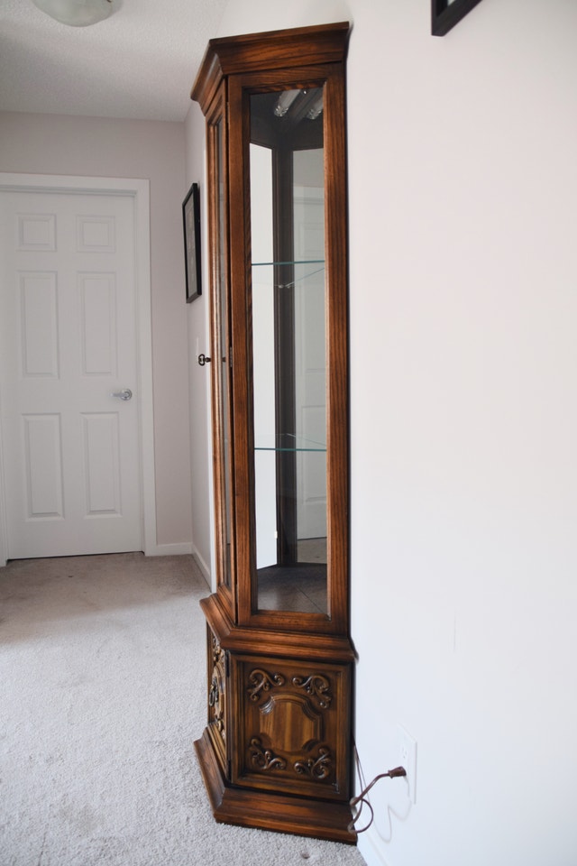 Vintage Lighted Oak Curio Cabinet - All Glass Intact - photo 2